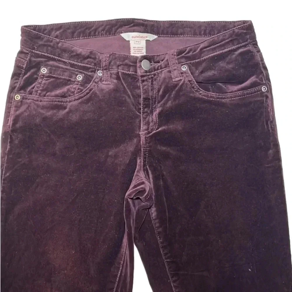 Sundance Velveteen Stretch Straight Leg Pants Burgundy 2P